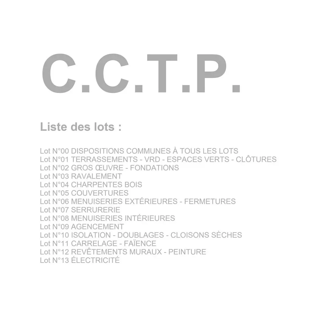 Photo de la page de garde d'un CCTP